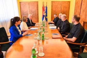 25.07.2024. - Predsednica Gojković razgovarala jsa sremskim biskupom Fabijanom Svalinom