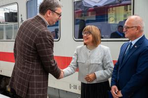03.10.2024. - Gojkovićeva zajedno sa Vučićem obišla završne radove na staničnoj zgradi Železničke stanice u Subotici