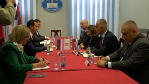 14.04.2025. - Predsednica Gojković na sastanku sa gradonačelnikom Trebinja Mirkom Đirićem